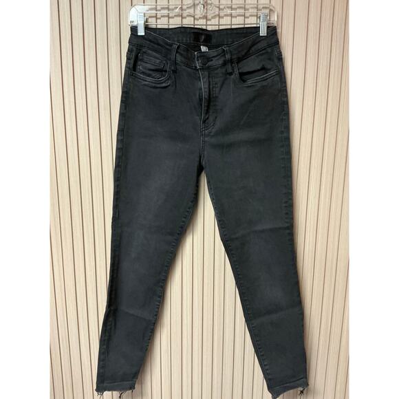 KUT From The Kloth Women's Donna High-Rise Ankle Skinny Jeans – Classic Black Denim, Relaxed Top, Slim Ankle